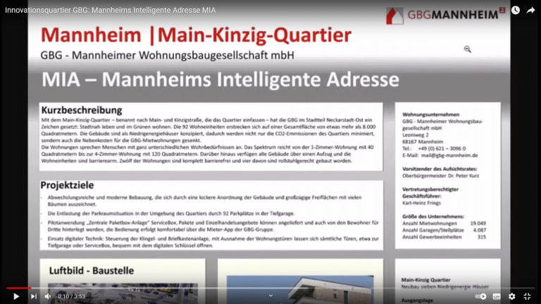 Innovationsquartier GBG: Mannheims Intelligente Adresse MIA